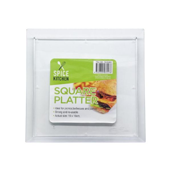 Transparent Plastic Platter - Square 19CM x 19CM