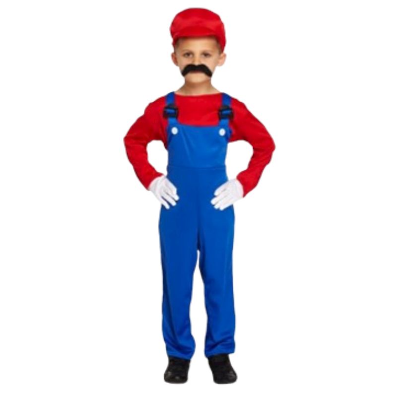 Boys Super Workman Red Costume - M