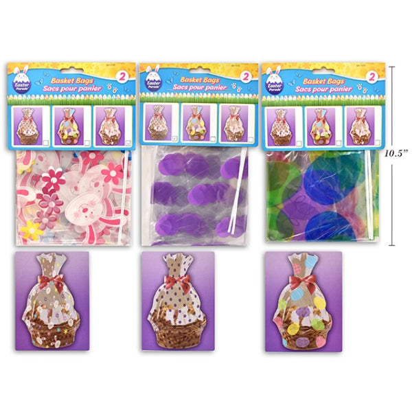 EASTER CELLO BASKET BAGS 2PK 56X6.5X20CM