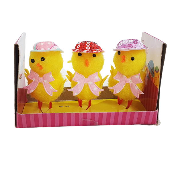 EASTER CHICK chenille 3PK 5CM