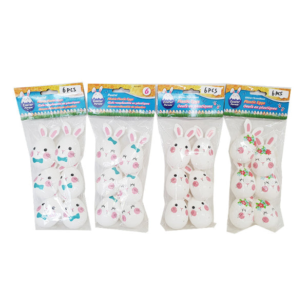 EASTER FILLER EGGS bunny face 6PK6.35CM