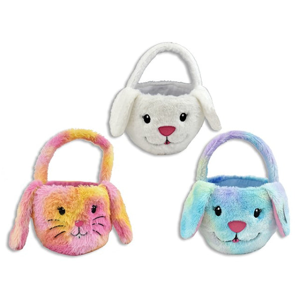 EASTER PLUSH BUNNY FACE BASKET 30CM