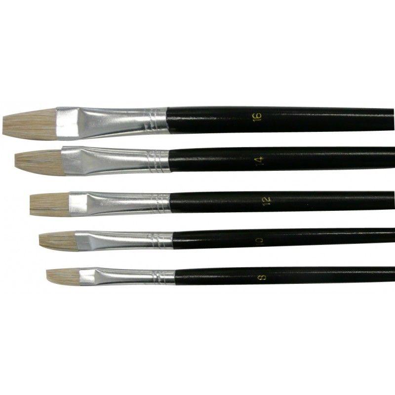 5 Piece Flat Brush with Black Handle Set