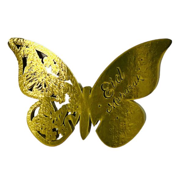 10 Pack Gold Eid Mubarak Paper Butterfly Cupcake Topper