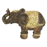 Load image into Gallery viewer, Brown Elephant with Gold Decal Flower Accents - 17cm