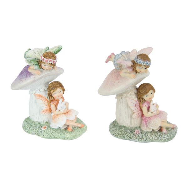 Fairy Friends Playing on Mushroom - 10cm