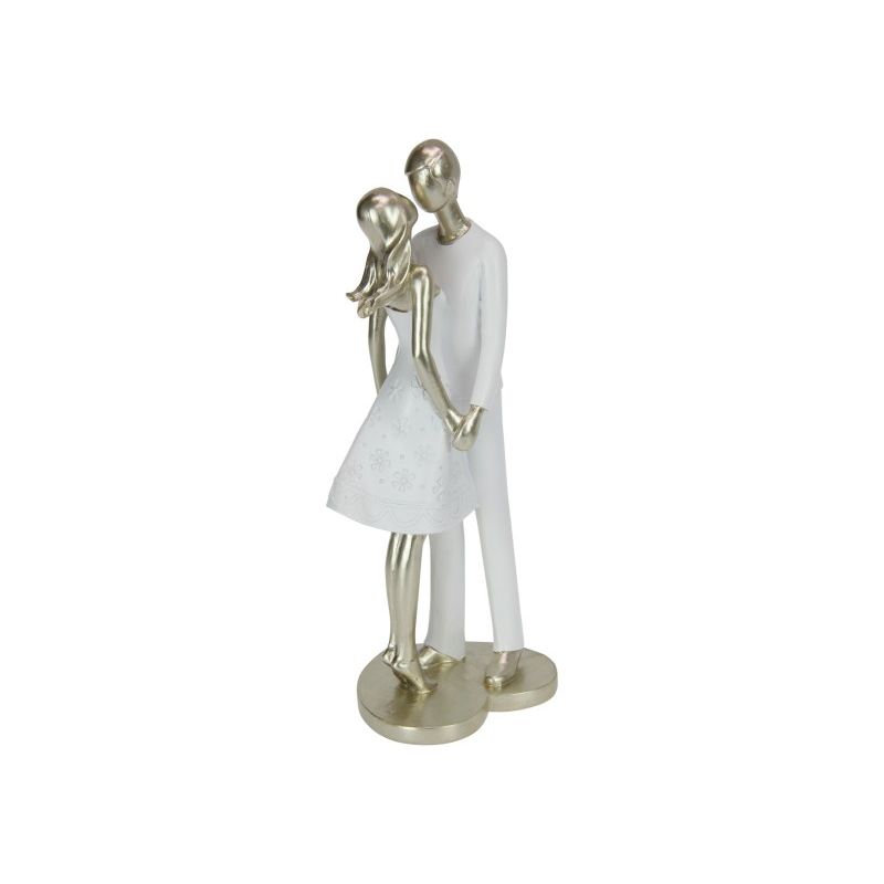 Champagne Gold Couple On Heart Figurine Ornament Statue - 25cm