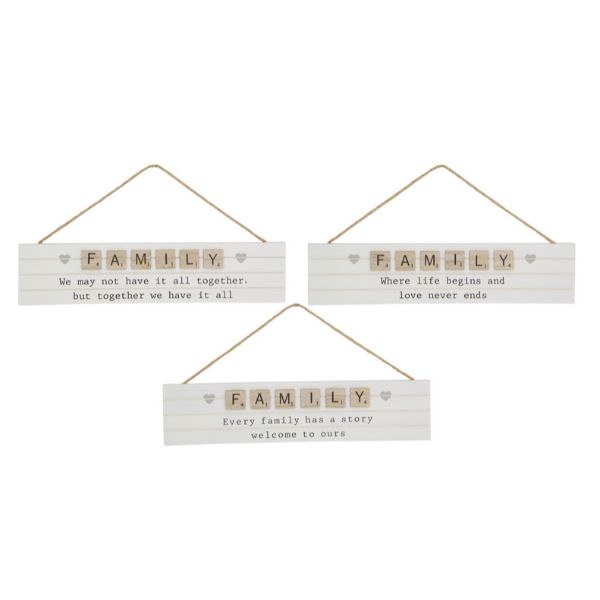 Hanging Family Inspirational Plaque - 35cm