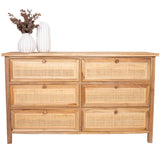 Load image into Gallery viewer, Solid Teak Dresser with 6 Drawers with Rattan Webbing - 145cm x 46cm x 86cm
