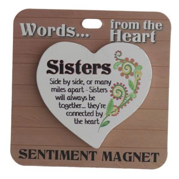 Sisters Heart Sentiment Magnet