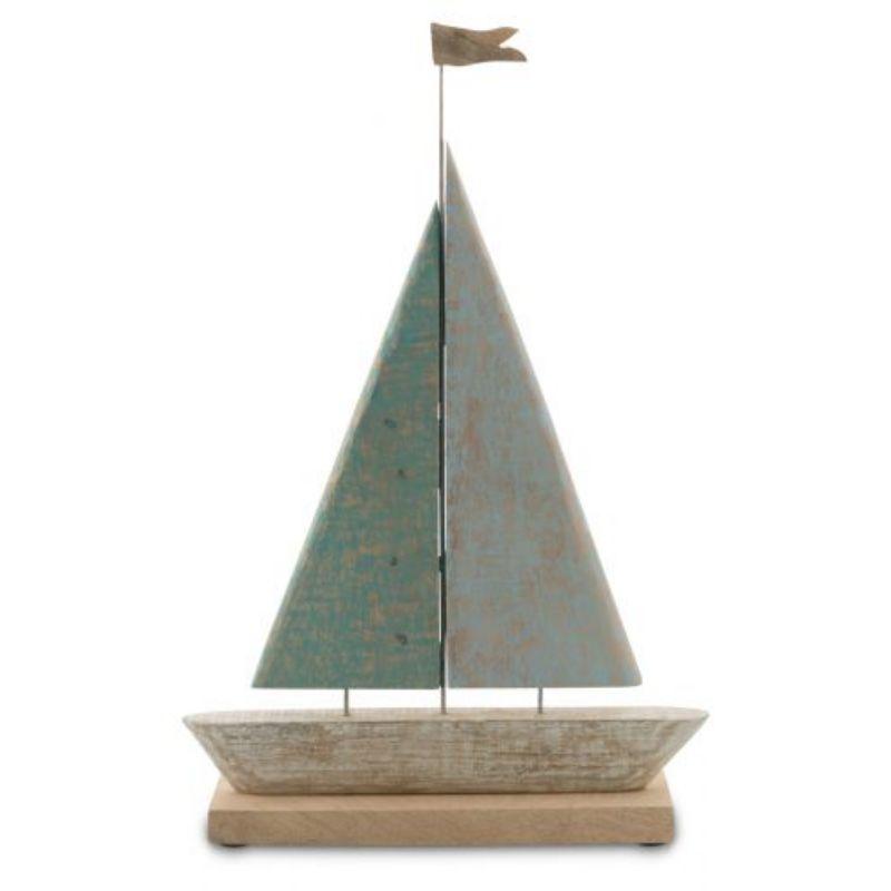 Cottesloe Washed Mango Wood and Iron Sail Boat Large - 56.5cm x 8cm