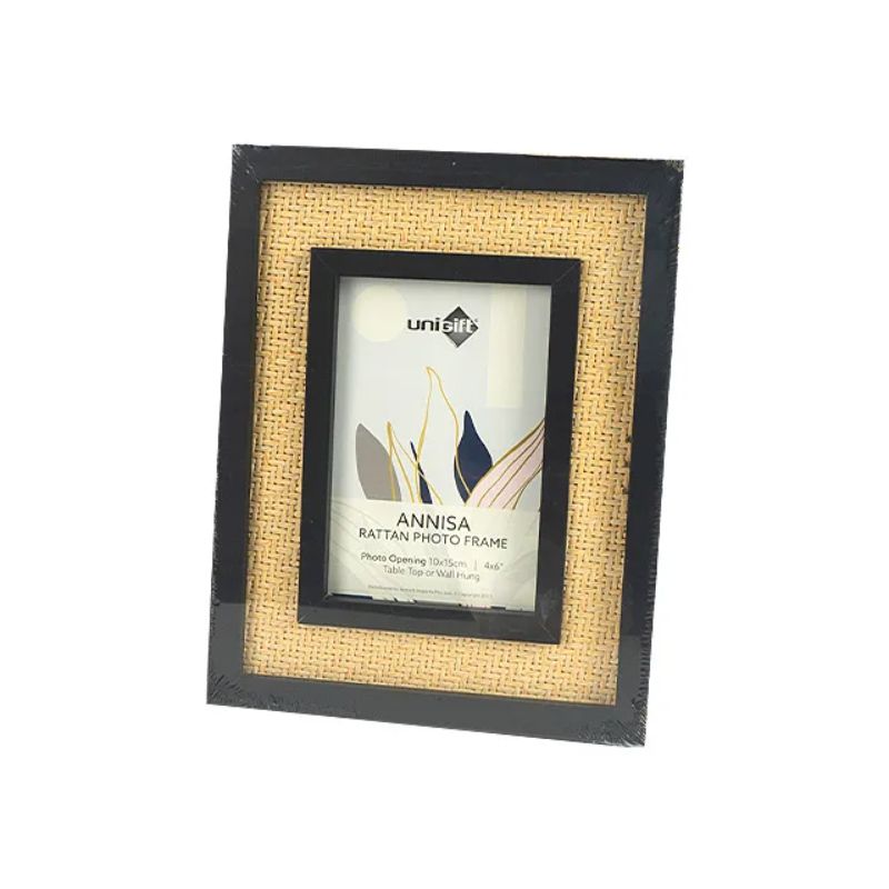 Black & Natural Annisa Rattan Photo Frame - 10cm x 15cm