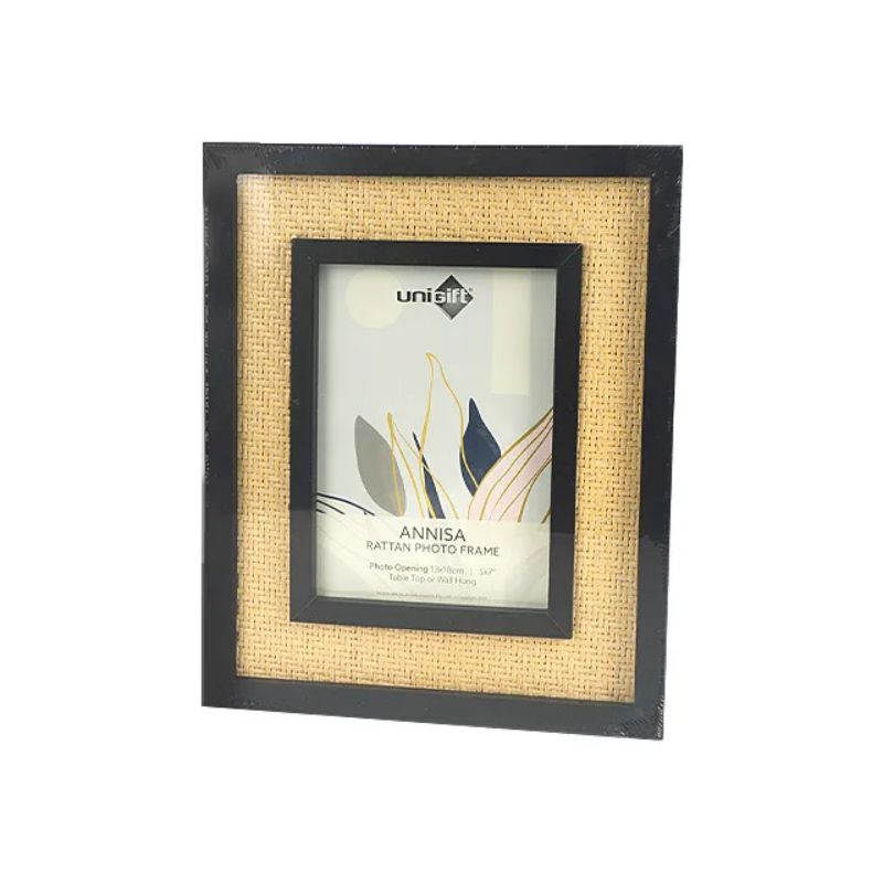 Black & Natural Annisa Rattan Photo Frame - 13cm x 18cm