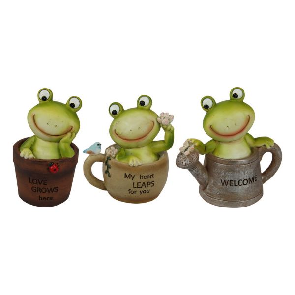 Cute Frog in Pot/Mug/Can with Sign - 10cm