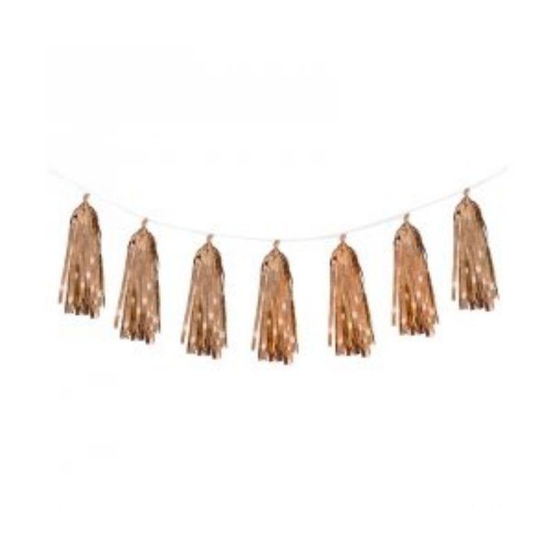 Rose Gold 12 Tasel Garland - 3m - The Base Warehouse