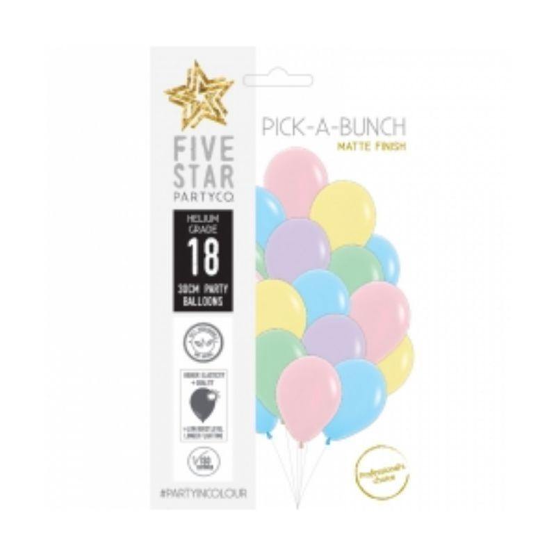 18 Pack Matte Pastel Assorted Latex Balloons - 30cm - The Base Warehouse