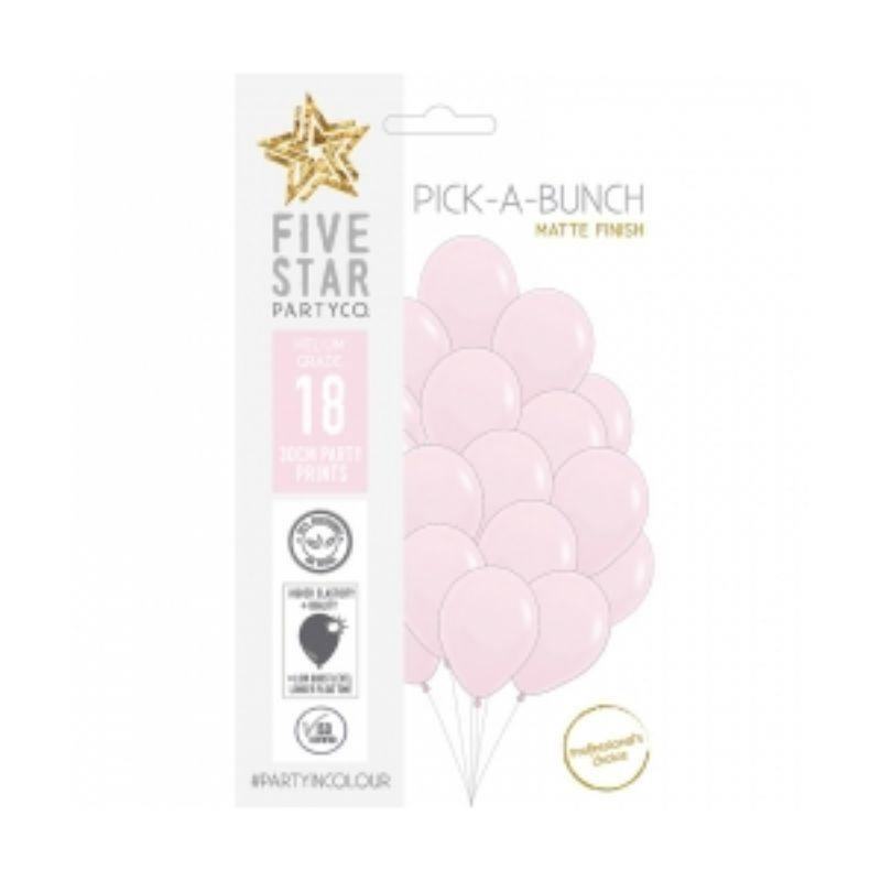 18 Pack Matte Pastel Pink Latex Balloons - 30cm - The Base Warehouse