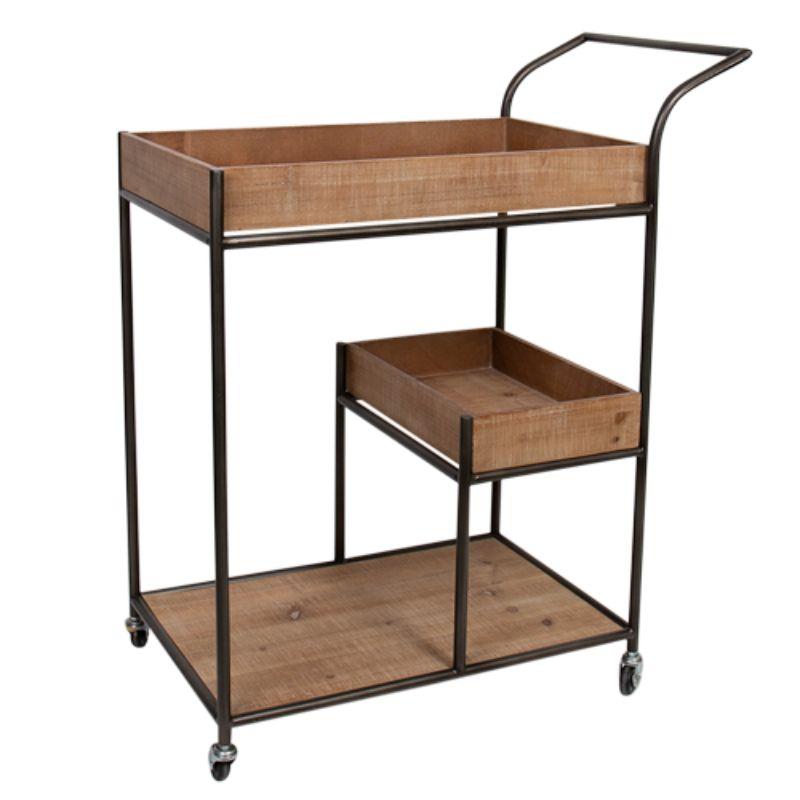Wood Drink Trolly Cart - 41cm x 76cm x 88cm