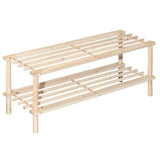 Load image into Gallery viewer, Natural 2 Tier Shoe Rack - 74cm x 26cm x 34cm