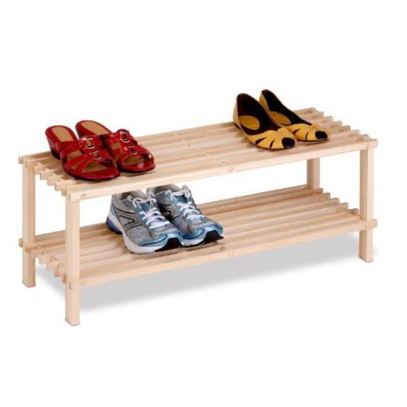 Natural 2 Tier Shoe Rack - 74cm x 26cm x 34cm