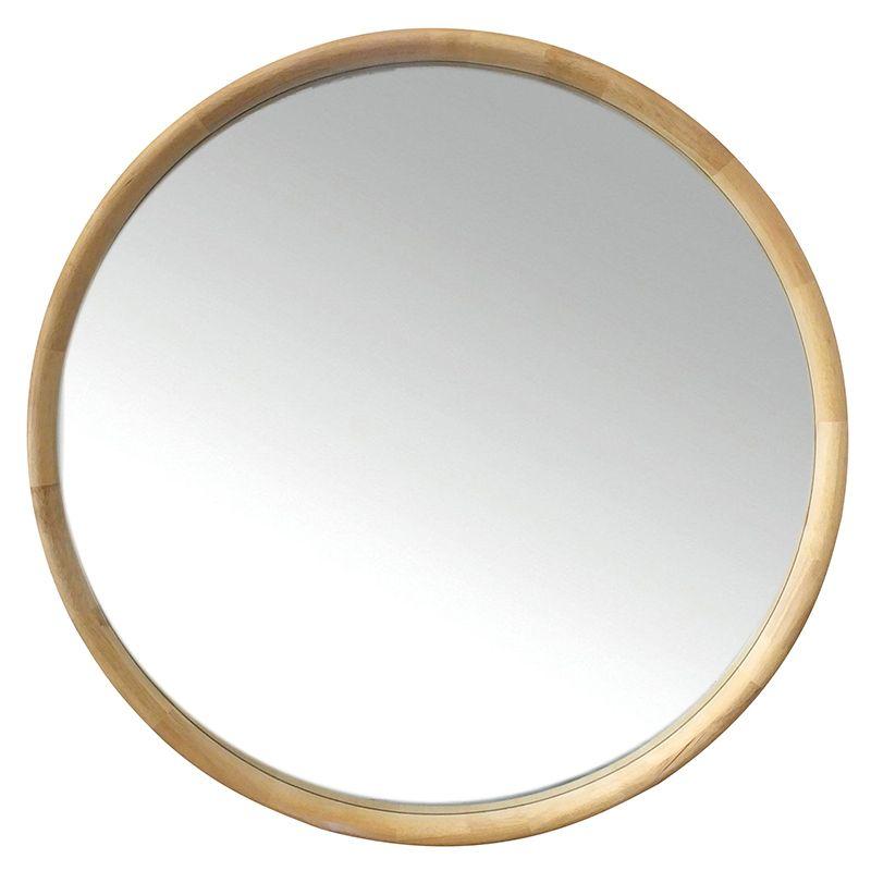 Natural Inga Oak Round Mirror - 90cm