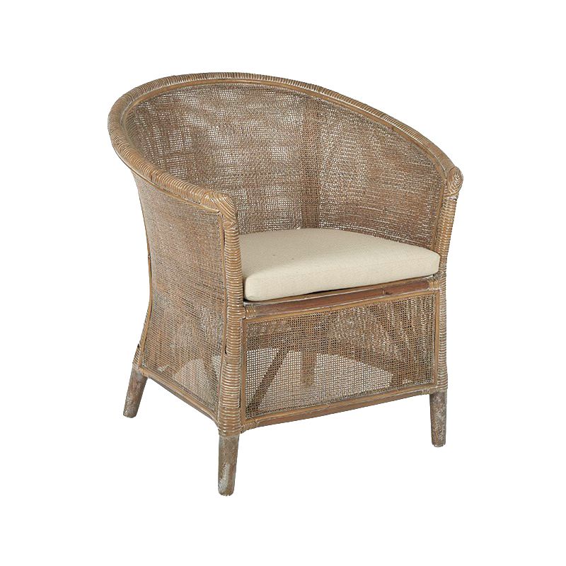 Addison Rattan Chair With Cushion - 76cm x 65cm x 80cm
