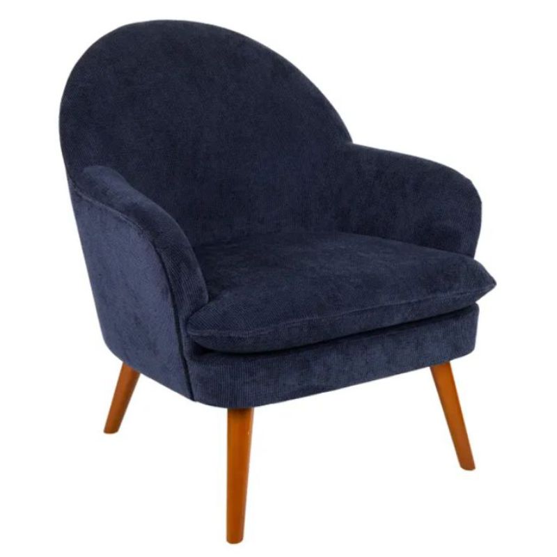 Navy Miller Chenille Arm Chair - 70cm x 73cm x 78cm