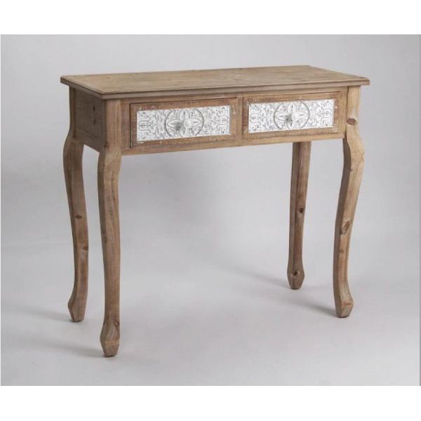 Hamptons Table With Two Drawers - 90cm x 38cm x 81cm