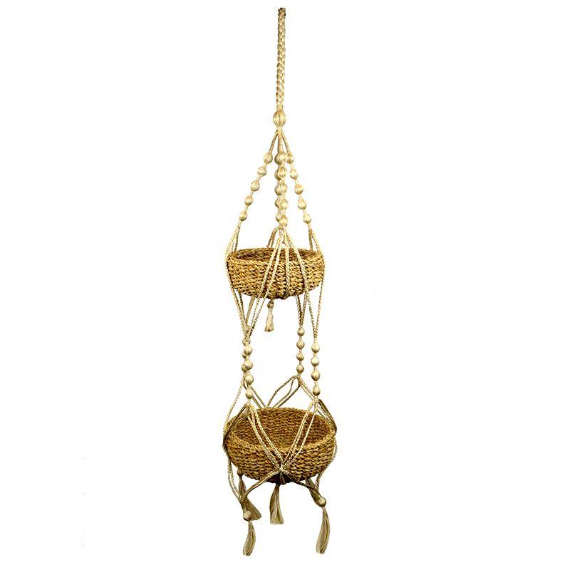 Natural Si Macrame Double Hang Basket - 27cm x 52cm x 48cm
