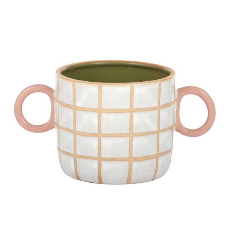 Khaki Rose Sandy Ceramic Pot - 21.5cm x 11cm
