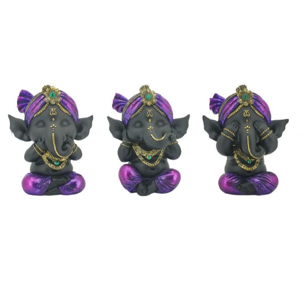 Purple Robe Wise Sitting Ganesh - 10cm