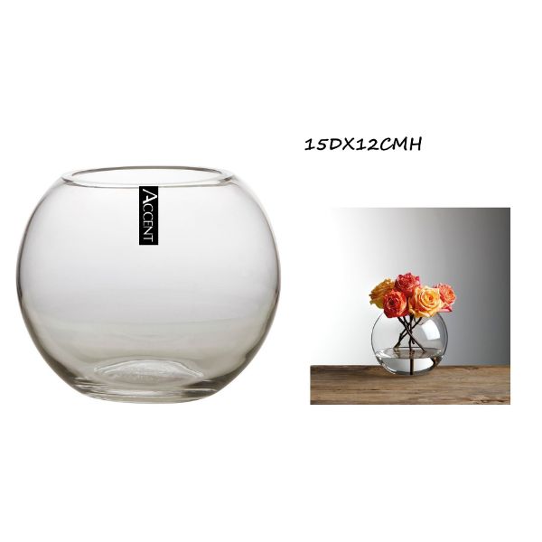 Glass Rose Bowl - 15cm x 11cm