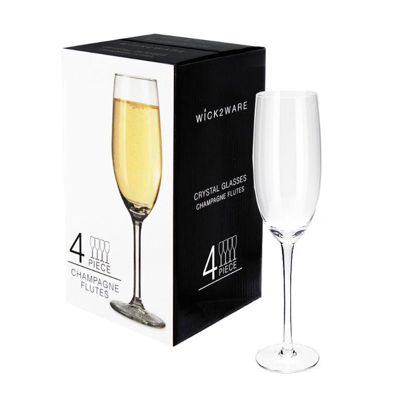 4 Pack Glass Champagne Flutes - 6cm x 6cm x 26cm