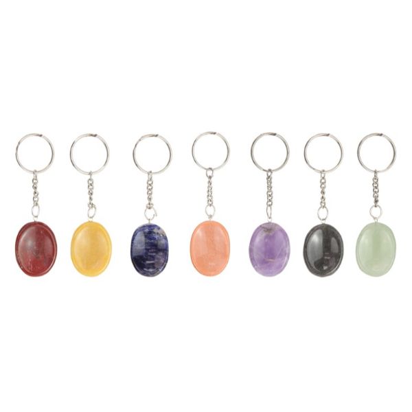 Thumb Worry Stone Chakra Key Ring - 3.5cm