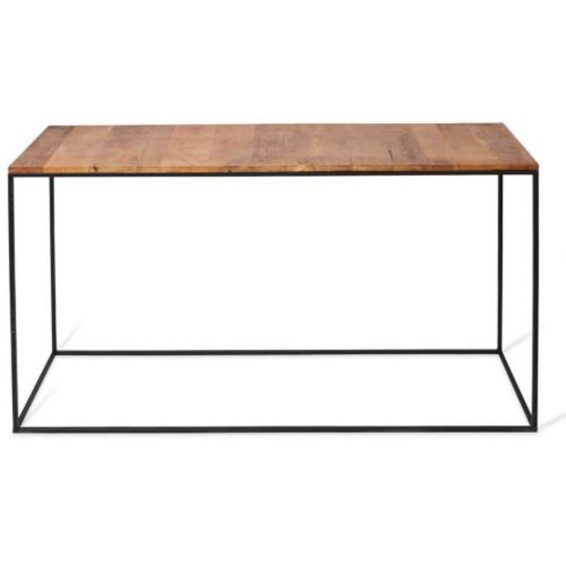 Natural Ava Rectangular Console Table with Mango Wood Top and Black Iron Legs - 127cm x 40cm x 76cm