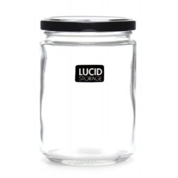 Glass Jar With Black Lied - 500ml | 8.7cm x 12.6cm