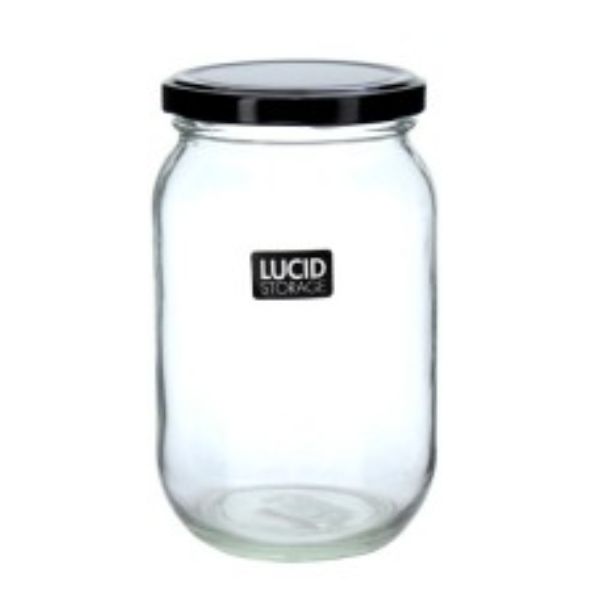 Glass Soda Canister With Black Lid - 700ml | 9.3cm x 15.2cm