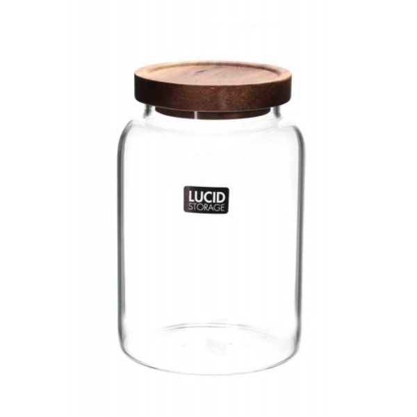 Glass Jar With Wood Lid - 11cm x 17cm