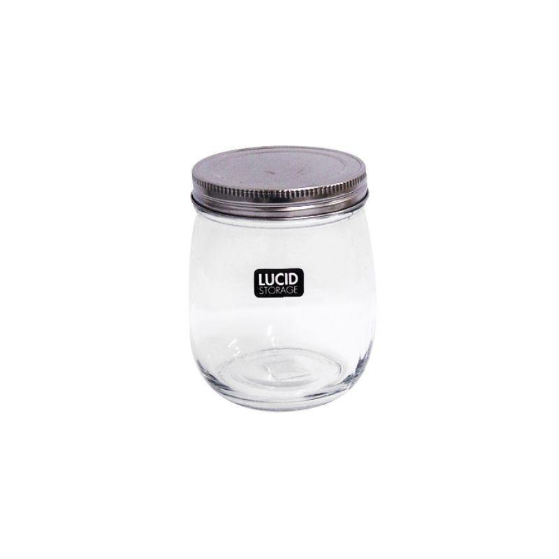 Glass Storage Jar with Metal Lid - 13cm - The Base Warehouse
