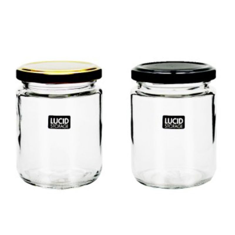 Glass Jar with Gold & Black Lid 240ml - 9.2cm