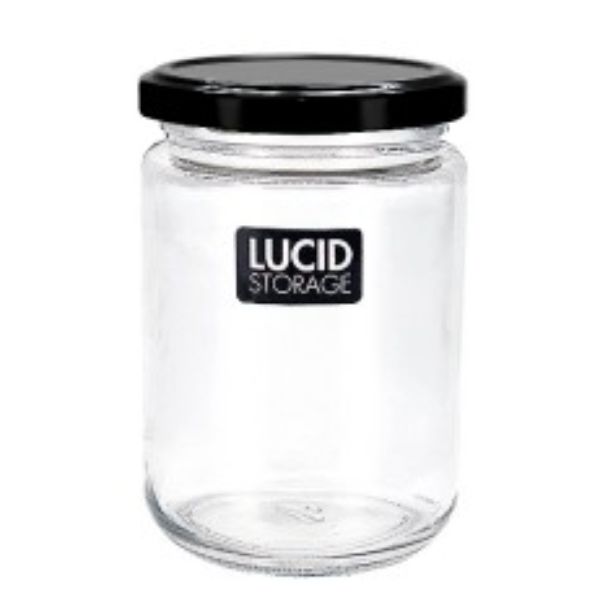 Glass Jar With Black Lid - 11cm | 350ml
