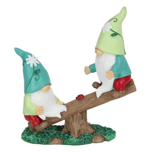 Playful Gnomes on Seesaw - 19cm