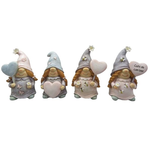 Girls Holding Heart Gnome - 9cm