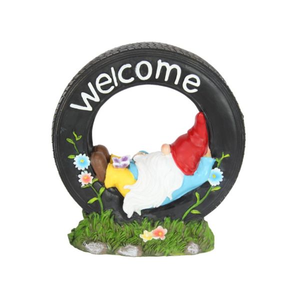 Gnome Lying In Tyre - 28cm