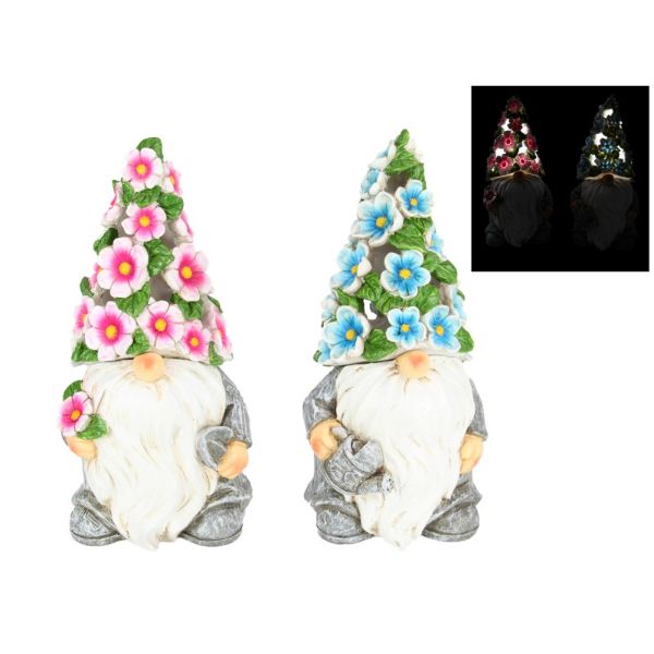 Flower Gnome with Solar Light Up Hat - 26cm