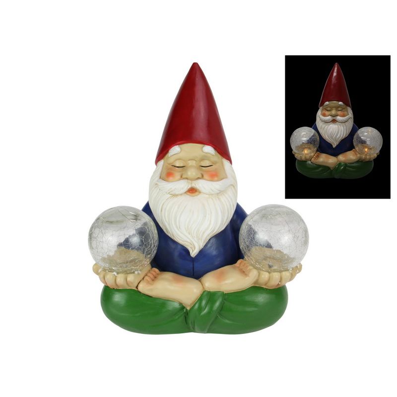 Mediating Yoga Gnome with Twin Solar Light - 30cm