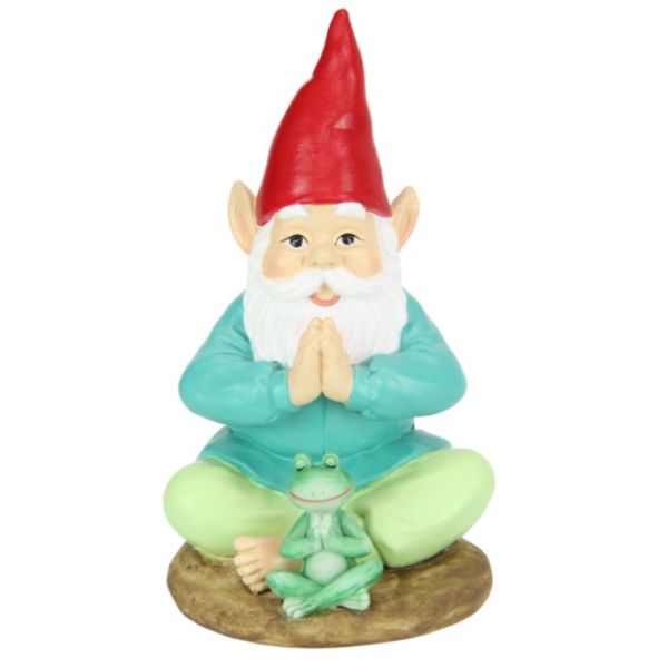 Sitting Yoga Gnome With Frog - 18cm