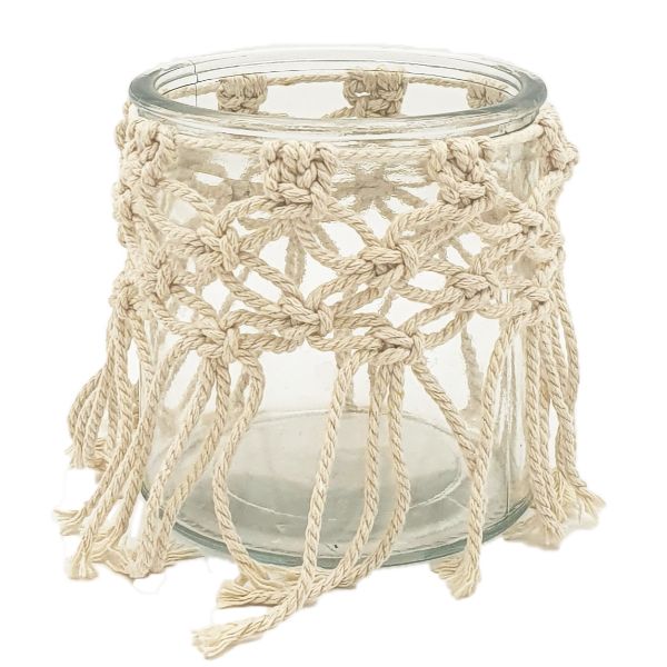 Macrame Glass Planter - 10cm x 10cm x 10cm