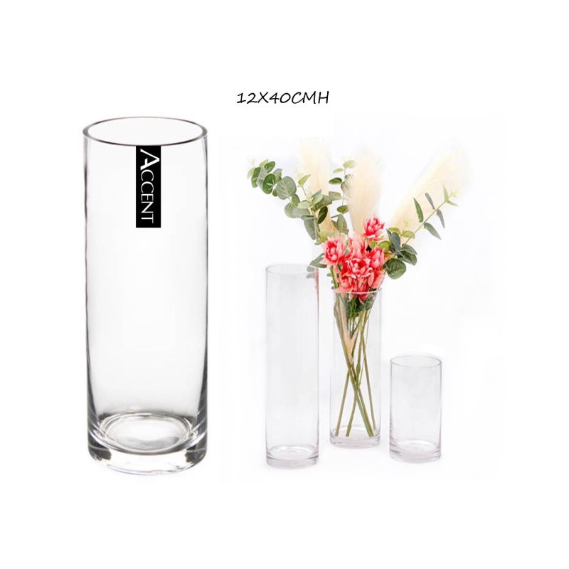 Glass Cylinder Vase - 12cm x 40cm