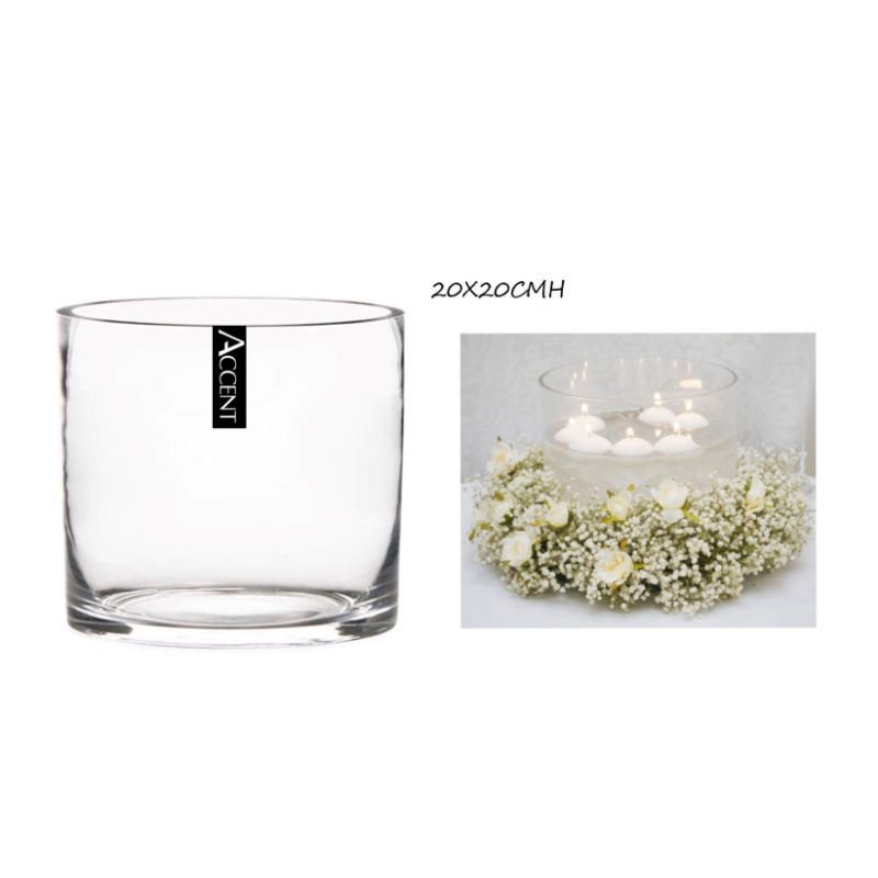Glass Cylinder Vase - 20cm x 20cm